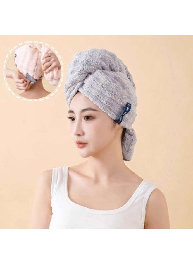 Thick Microfiber Quick Dry Hair Towel Cap, Super Water Absorbent Anti-Frizz Hair Turban Wrap with Elastic Strap, Soft Skin Friendly Hair Drying Hat Essential for Long Curly Hair Women Girls Bath Shower Accessory - Image 1